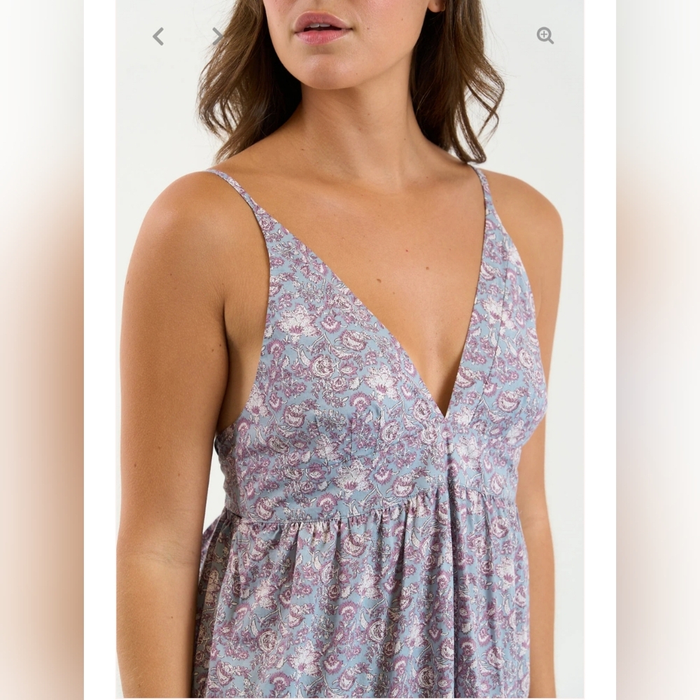 We Are Sundays Felton Dress Indigo Rose 100% Cotton Midi Dress Womens Size Small - Picture 4 of 9
